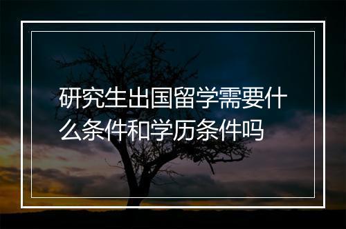 研究生出国留学需要什么条件和学历条件吗