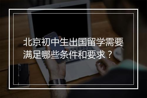 北京初中生出国留学需要满足哪些条件和要求？