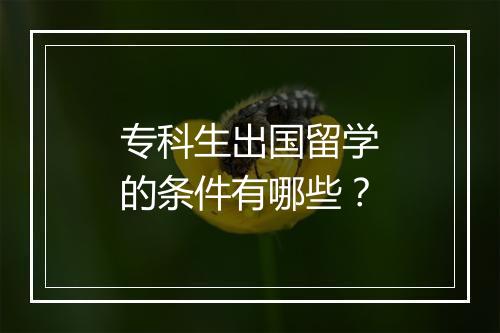 专科生出国留学的条件有哪些？