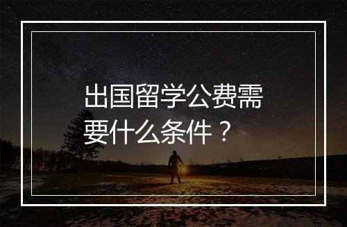 出国留学公费需要什么条件？