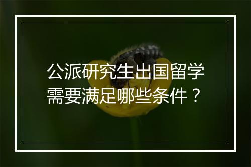 公派研究生出国留学需要满足哪些条件？