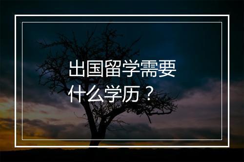 出国留学需要什么学历？