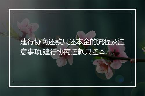 建行协商还款只还本金的流程及注意事项,建行协商还款只还本金的优势和风险分析