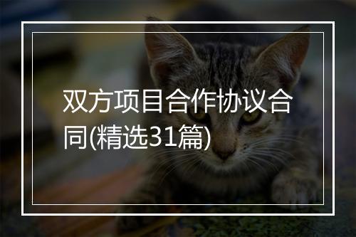 双方项目合作协议合同(精选31篇)