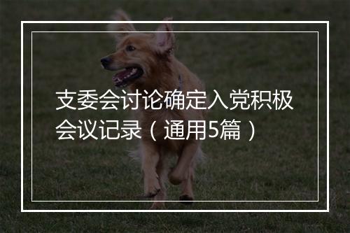 支委会讨论确定入党积极会议记录（通用5篇）