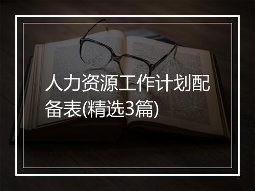 人力资源工作计划配备表(精选3篇)