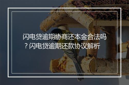 闪电贷逾期协商还本金合法吗？闪电贷逾期还款协议解析