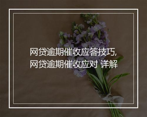 网贷逾期催收应答技巧,网贷逾期催收应对 详解