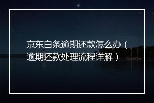 京东白条逾期还款怎么办（逾期还款处理流程详解）