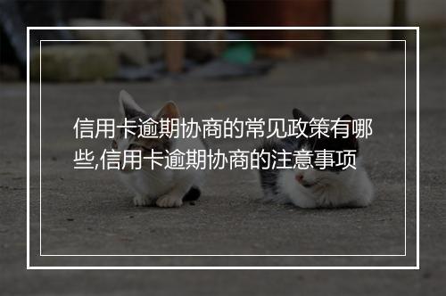 信用卡逾期协商的常见政策有哪些,信用卡逾期协商的注意事项