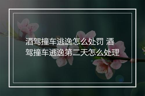 酒驾撞车逃逸怎么处罚 酒驾撞车逃逸第二天怎么处理