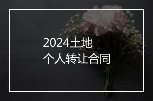 2024土地个人转让合同