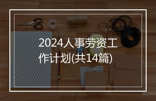 2024人事劳资工作计划(共14篇)