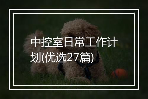 中控室日常工作计划(优选27篇)
