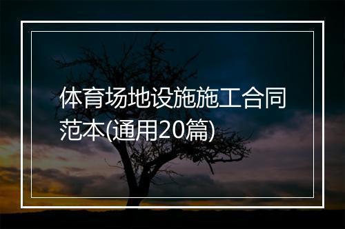 体育场地设施施工合同范本(通用20篇)