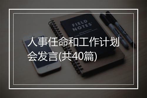 人事任命和工作计划会发言(共40篇)