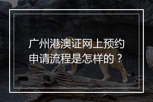广州港澳证网上预约申请流程是怎样的？