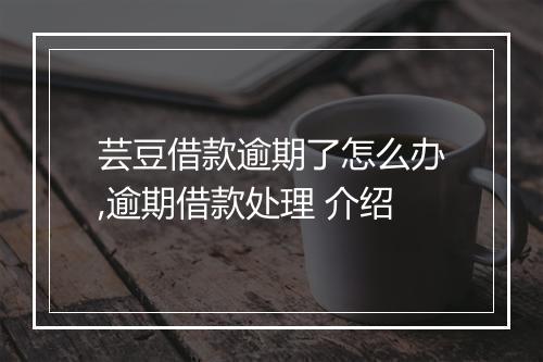芸豆借款逾期了怎么办,逾期借款处理 介绍