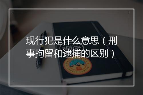 现行犯是什么意思（刑事拘留和逮捕的区别）