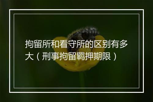 拘留所和看守所的区别有多大（刑事拘留羁押期限）