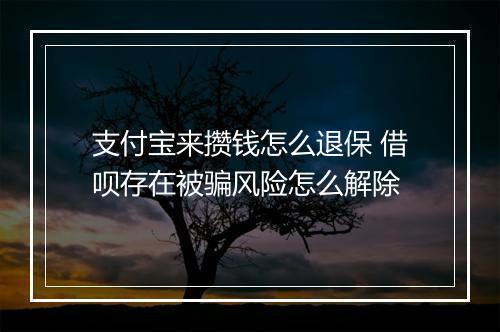 支付宝来攒钱怎么退保 借呗存在被骗风险怎么解除