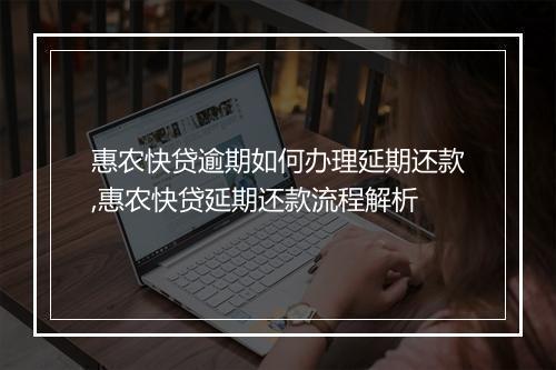 惠农快贷逾期如何办理延期还款,惠农快贷延期还款流程解析