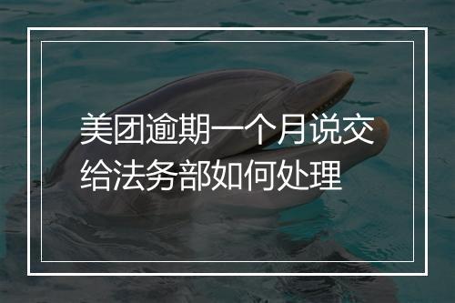 美团逾期一个月说交给法务部如何处理