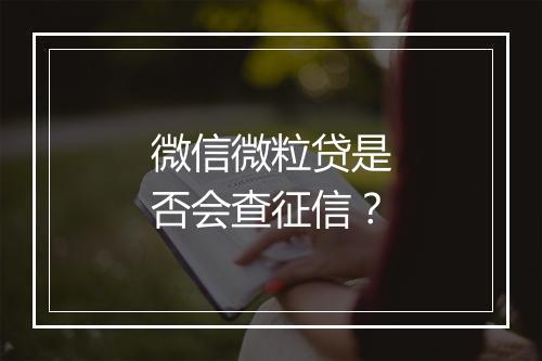 微信微粒贷是否会查征信？