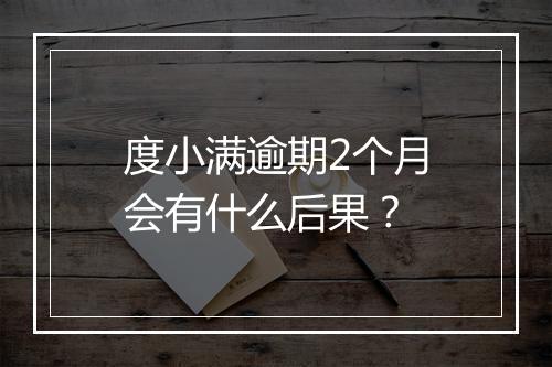 度小满逾期2个月会有什么后果？