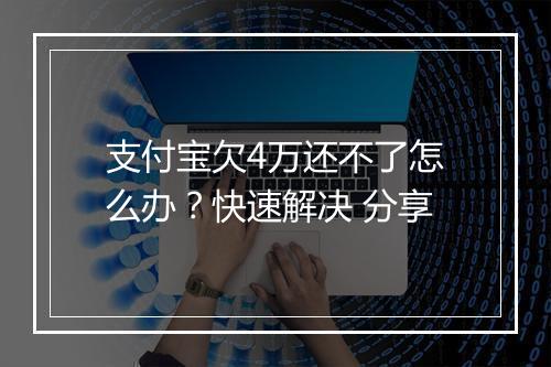 支付宝欠4万还不了怎么办？快速解决 分享