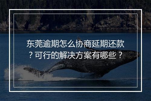 东莞逾期怎么协商延期还款？可行的解决方案有哪些？