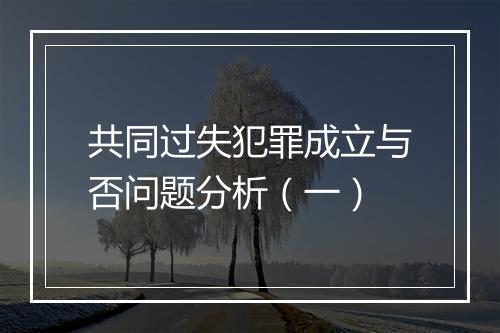 共同过失犯罪成立与否问题分析（一）