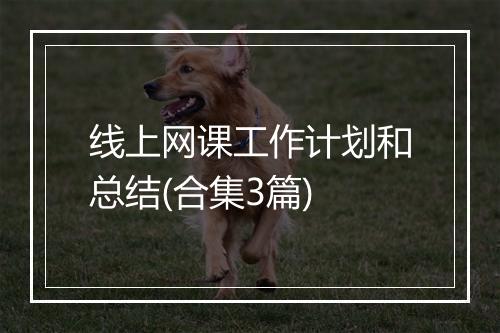 线上网课工作计划和总结(合集3篇)