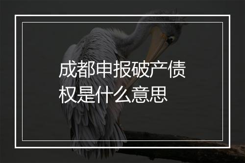 成都申报破产债权是什么意思