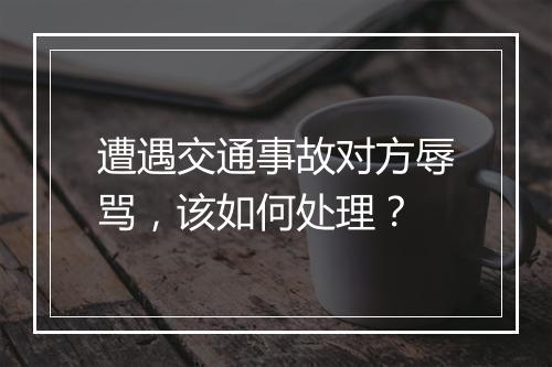 遭遇交通事故对方辱骂，该如何处理？