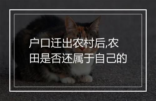 户口迁出农村后,农田是否还属于自己的