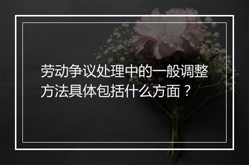劳动争议处理中的一般调整方法具体包括什么方面？
