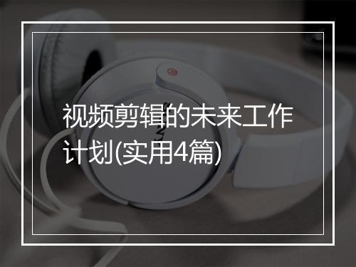 视频剪辑的未来工作计划(实用4篇)