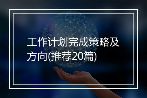 工作计划完成策略及方向(推荐20篇)