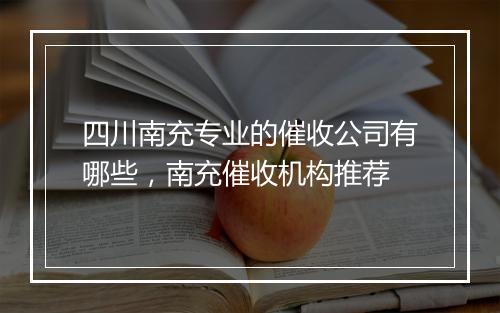 四川南充专业的催收公司有哪些，南充催收机构推荐