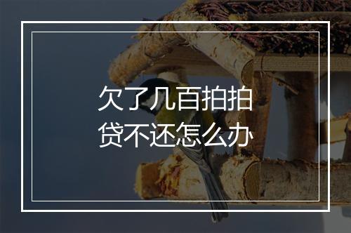 欠了几百拍拍贷不还怎么办