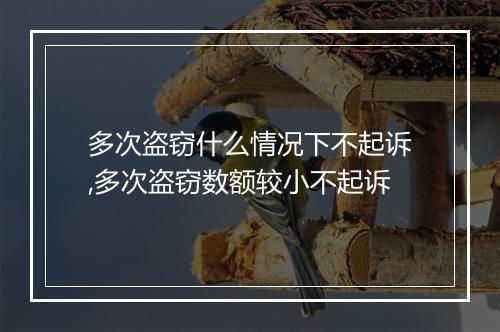 多次盗窃什么情况下不起诉,多次盗窃数额较小不起诉