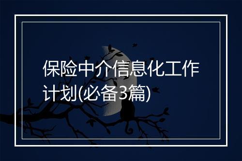 保险中介信息化工作计划(必备3篇)