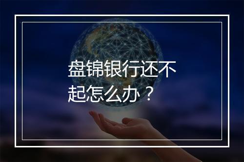 盘锦银行还不起怎么办？