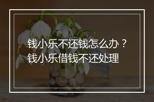 钱小乐不还钱怎么办？钱小乐借钱不还处理