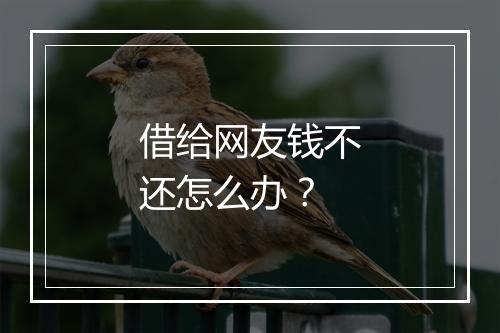 借给网友钱不还怎么办？