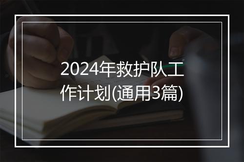 2024年救护队工作计划(通用3篇)
