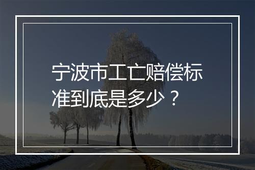宁波市工亡赔偿标准到底是多少？