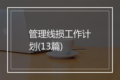 管理线损工作计划(13篇)