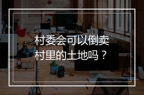 村委会可以倒卖村里的土地吗？